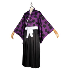 Kokushibo Demon Slayer Kimono-Set Cosplay Kostuem Damen Lila Schwarz