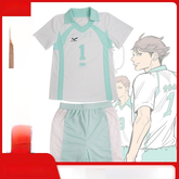 Oikawa Tooru Haikyuu Volleyball-Trikot Cosplay Kostuem Damen Weiß Türkis