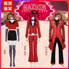 Alastor Hazbin Hotel Anzug-Set Cosplay Kostuem Damen Rot