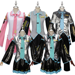 Miku Lacquer Vocaloid Lackleder-Kostuem Cosplay Kostuem Damen