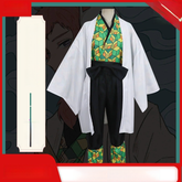 Sabito Demon Slayer Kimono-Set Cosplay Kostuem Damen Blau Weiß