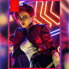 Vi League of Legends Jacke mit Hosen Cosplay Kostuem Damen Rot