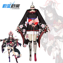 Wakamo Blue Archive Bühnen-Outfit Cosplay Kostuem Damen Rot Weiß
