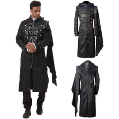 Steampunk Lederumhang – Militär-Cape mit Stehkragen für Halloween, HERREN