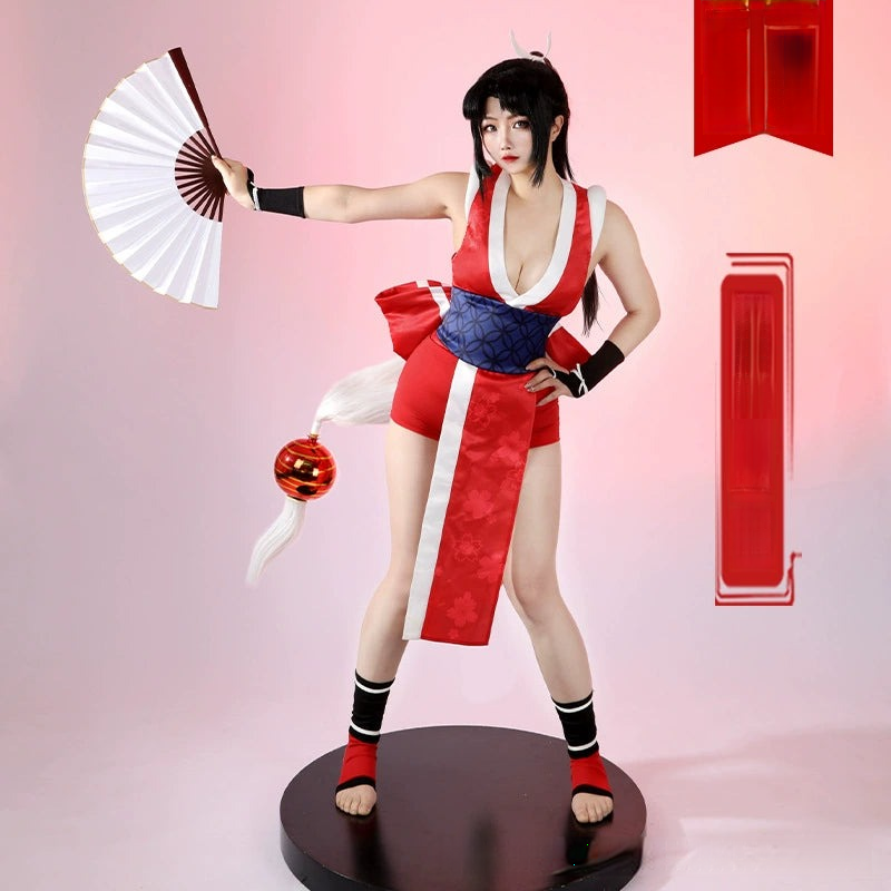 Mai Shiranui Street Fighter Kostuem Cosplay Damen Rot Weiss
