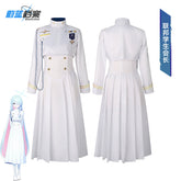 Blue Archive Schülerpräsidentin Präsidenten-Kleid Cosplay Kostuem Damen Weiß Gold
