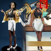 Jinyu Overwatch Gold-Schwarzes Anzug-Set Cosplay Kostuem Damen