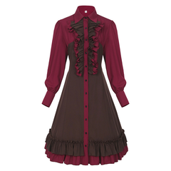 Hofkleid mit Petticoat-Saum – Blusenkleid Rüschen, DAMEN