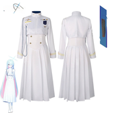 Blue Archive Schülerpräsidentin Präsidenten-Kleid Cosplay Kostuem Damen Weiß Gold