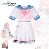 Hanako Blue Archive Matrosen-Uniform Cosplay Kostuem Damen Weiß Blau