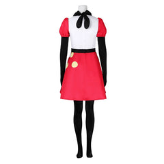 Niffty Hazbin Hotel Dienstmädchen-Kleid Cosplay Kostuem Damen Weiss Rot