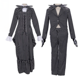 Jack Skellington The Nightmare Before Christmas Skeleton-Overall-Set Cosplay Kostuem Damen