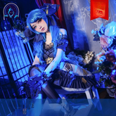 Gwen League of Legends Lolita-Kleid Cosplay Kostuem Damen Blau