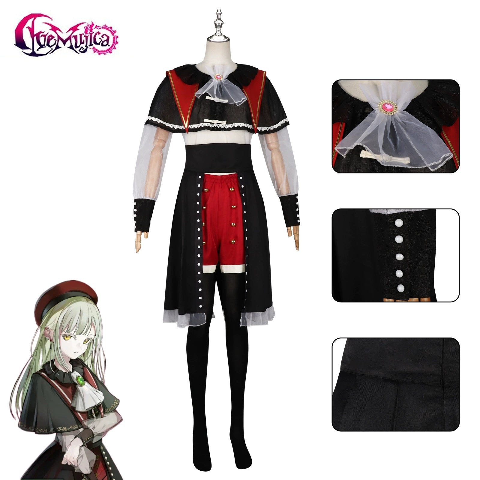 Mutsumi Ave Mujica BanG Dream Schwarzes Gothic Kleid Cosplay Kostuem Damen