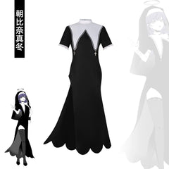 Asahina Mafuyu Project Sekai Nonnen-Kleid Cosplay Kostuem Damen Schwarz