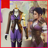 Caitlyn League of Legends Uniform-Set Cosplay Kostuem Damen Lila