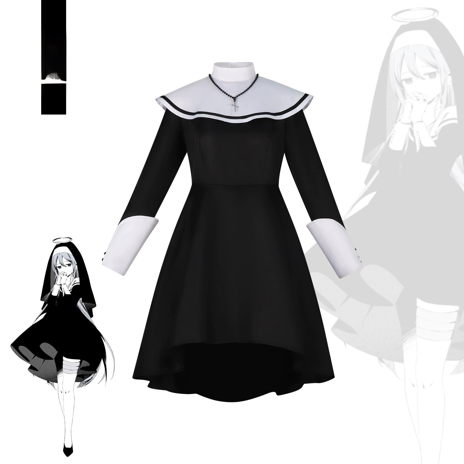 Yoisaki Kanade Project Sekai Nonnen-Kleid Cosplay Kostuem Damen Schwarz