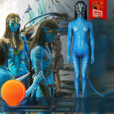 Neytiri Avatar Bodysuit Cosplay Kostuem Damen Blau
