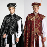 Tudor-Hof-Set Premium – edler Wams mit Umhang, HERREN