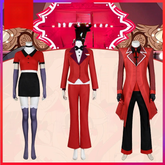 Alastor Hazbin Hotel Anzug-Set Cosplay Kostuem Damen Rot