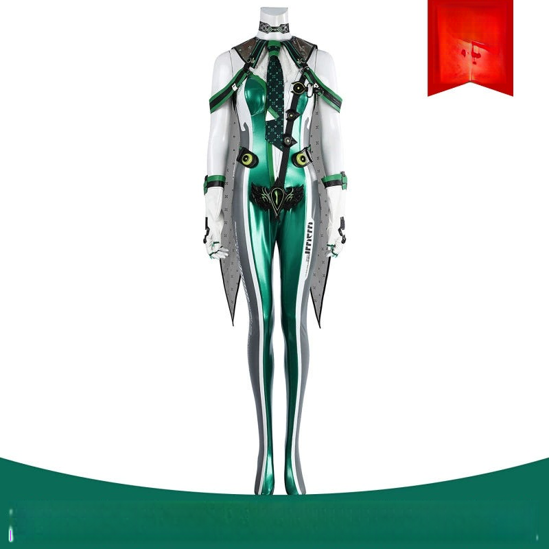 Eve Stellar Blade Overall Cosplay Kostuem Damen Gruen Grau