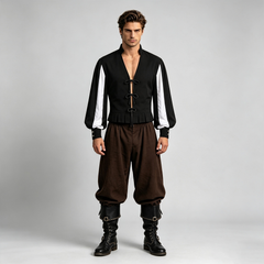 Colorblock-Puffärmel-Hemd – Renaissance-Clown-Ästhetik, HERREN