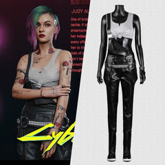 Game Cyberpunk 2077 Judy Cosplay Kostüm voller Satz von Riemchen Hose Weste Gaming Kleidung