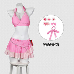 Game FF7 Final Fantasy 7: Rebirth Aerith Gainsborough Cosplay Kostüm Rosa Badeanzug Weiblich