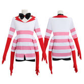Hazbin Hotel Angel Dust Cosplay Kostüm voll rot-weiß gestreiftes Kleid