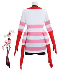 Hazbin Hotel Angel Dust Cosplay Kostüm voll rot-weiß gestreiftes Kleid