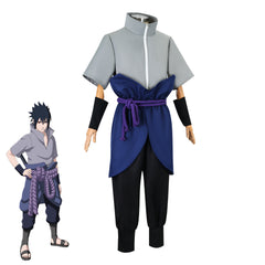 Naruto Shippuden Sasuke Uchiha Cosplay Kostüm Komplett-Set grau