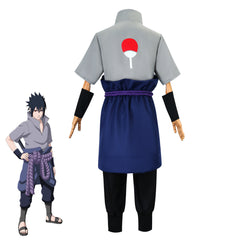 Naruto Shippuden Sasuke Uchiha Cosplay Kostüm Komplett-Set grau