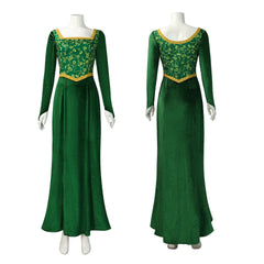 Shrek the Musical Princess Fiona Cosplay Kostüm Grün Langes Kleid