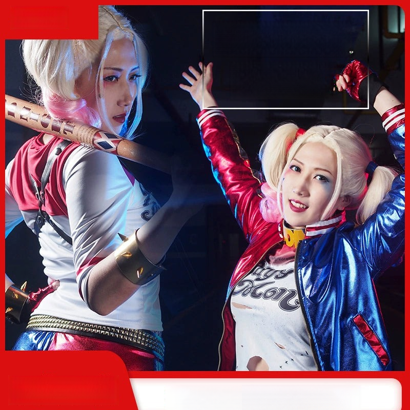 Harley Quinn Classic Suicide Squad Klassisches Duo-Kostuem Cosplay Kostuem Damen