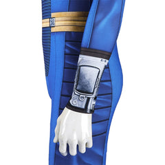 Vault Suit Fallout Jumpsuit Cosplay Kostuem Damen Blau Gelb