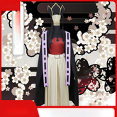 Doma Demon Slayer Kimono-Set Cosplay Kostuem Damen Weiß Rot