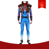 Spider-Punk Marvel Rivals Anzug Cosplay Kostuem Damen Rot Blau