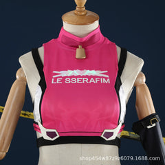 Juno Overwatch Anzug Cosplay Kostuem Damen Rosa Schwarz