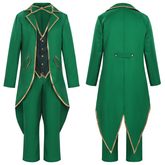 Irischer Gothic-Mantel – Kleeblatt-Anzug mit Zipfelmütze für St. Patrick, HERREN