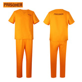 Gefaengnisinsassin Orange Halloween & Mittelalter Gefaengnis Anzug Orange Cosplay Kostuem Damen