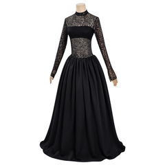 Empire Abendkleid – schwarzes Spitzenkleid mit Puffärmeln, DAMEN