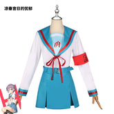 Haruhi Suzumiya Haruhi Suzumiya Blaue Sailor Uniform Cosplay Kostuem Damen