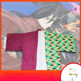 Tanjiro Kamado Demon Slayer Haori-Jacke Cosplay Kostuem Damen Schwarz Grün