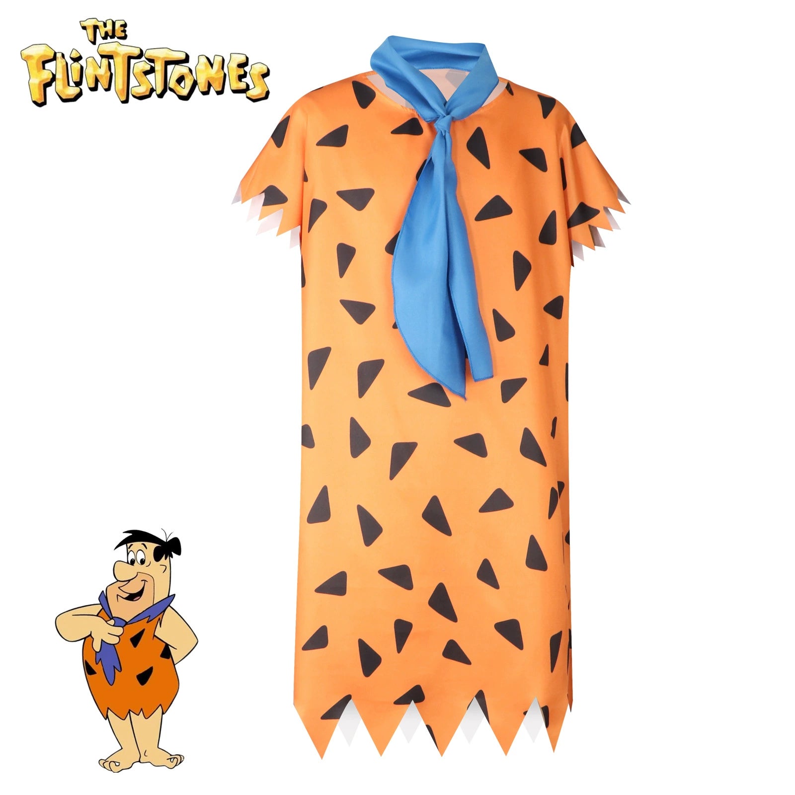 Fred Feuerstein The Flintstones Steinzeit Gewand Orange Cosplay Kostuem Damen