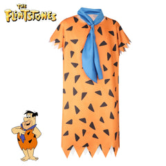 Fred Feuerstein The Flintstones Steinzeit Gewand Orange Cosplay Kostuem Damen