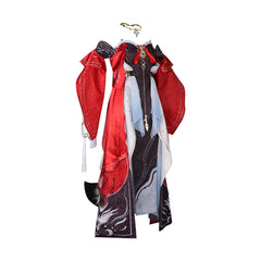 Wuthering Waves Festliches Kleid Cosplay Kostuem Damen Rot Schwarz