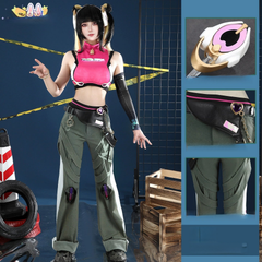 Juno Overwatch Anzug Cosplay Kostuem Damen Rosa Schwarz