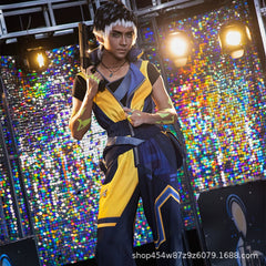 Neon Valorant Anzug Cosplay Kostuem Damen Blau Gelb