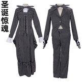 Jack Skellington The Nightmare Before Christmas Skeleton-Overall-Set Cosplay Kostuem Damen