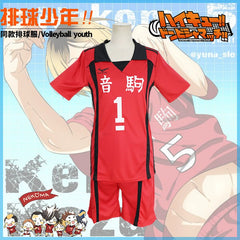 Kozume Kenma Haikyuu Volleyball-Trikot Cosplay Kostuem Damen Rot Schwarz